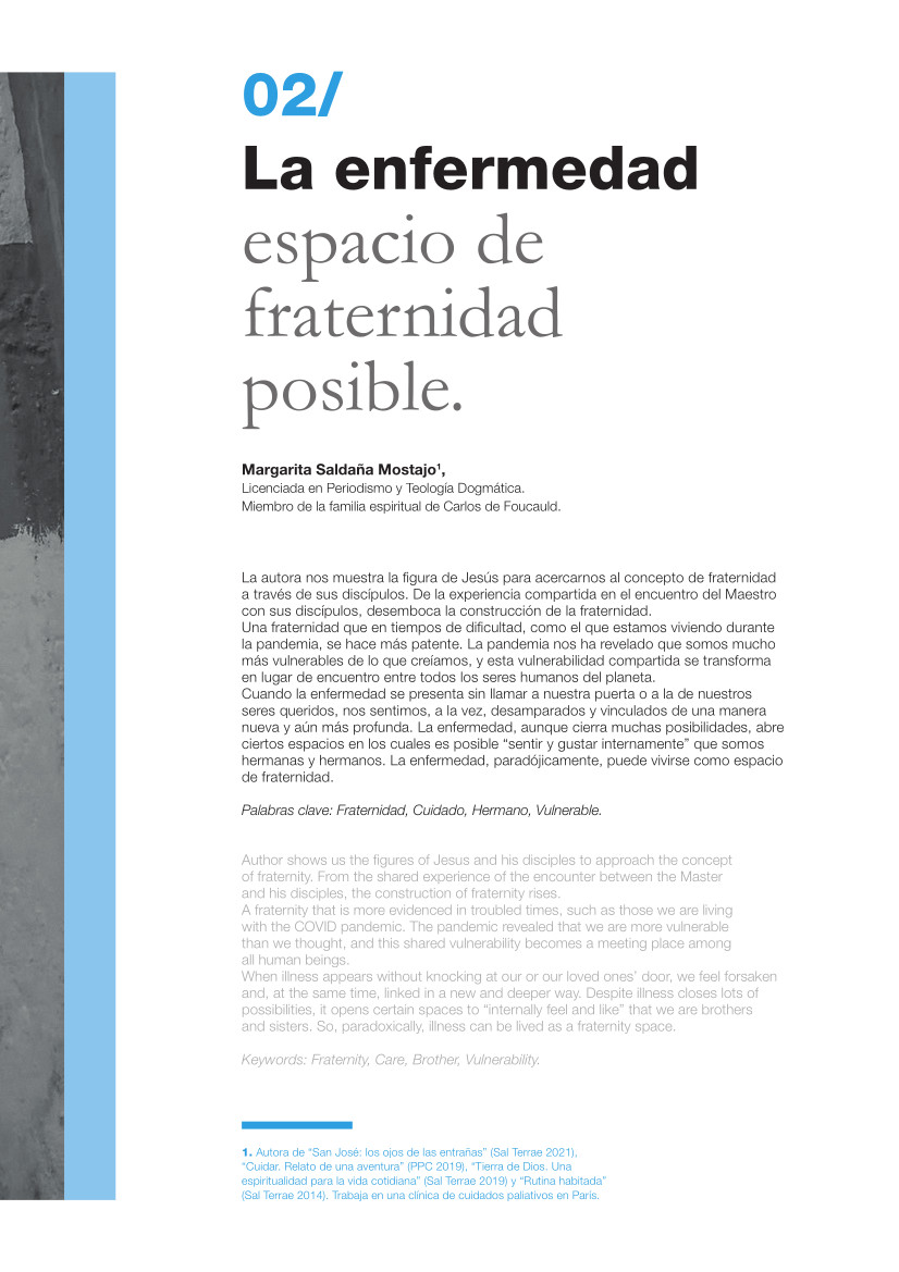 Labor Hospitalaria 2021-1_329_art 02 329 | 02 La enfermedad espacio de fraternidad posible