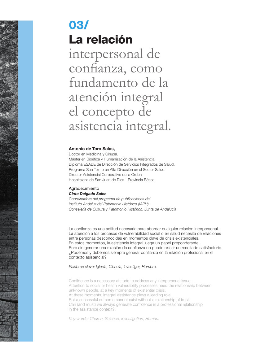 Labor Hospitalaria 2021-1_329_art 03 329 | 03 La relación interpersonal de confi anza, como fundamento de la atención integral el concepto de asistencia integral