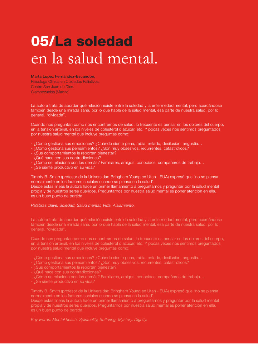Labor Hospitalaria_2020-1_326_art 05 326 | 05 La soledad en la salud mental
