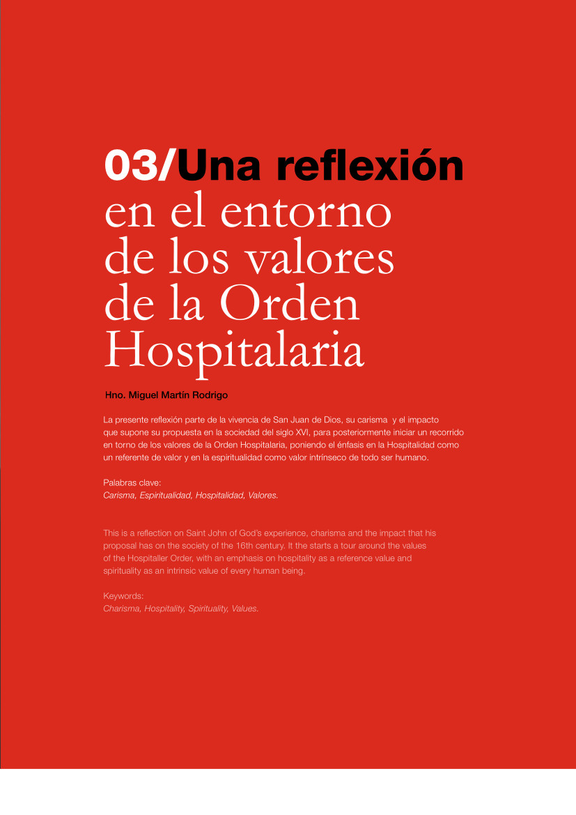 Labor Hospitalaria_2014-2_309_art3 309 | 03 Una reflexión en el entorno de los valores de la Orden Hospitalaria