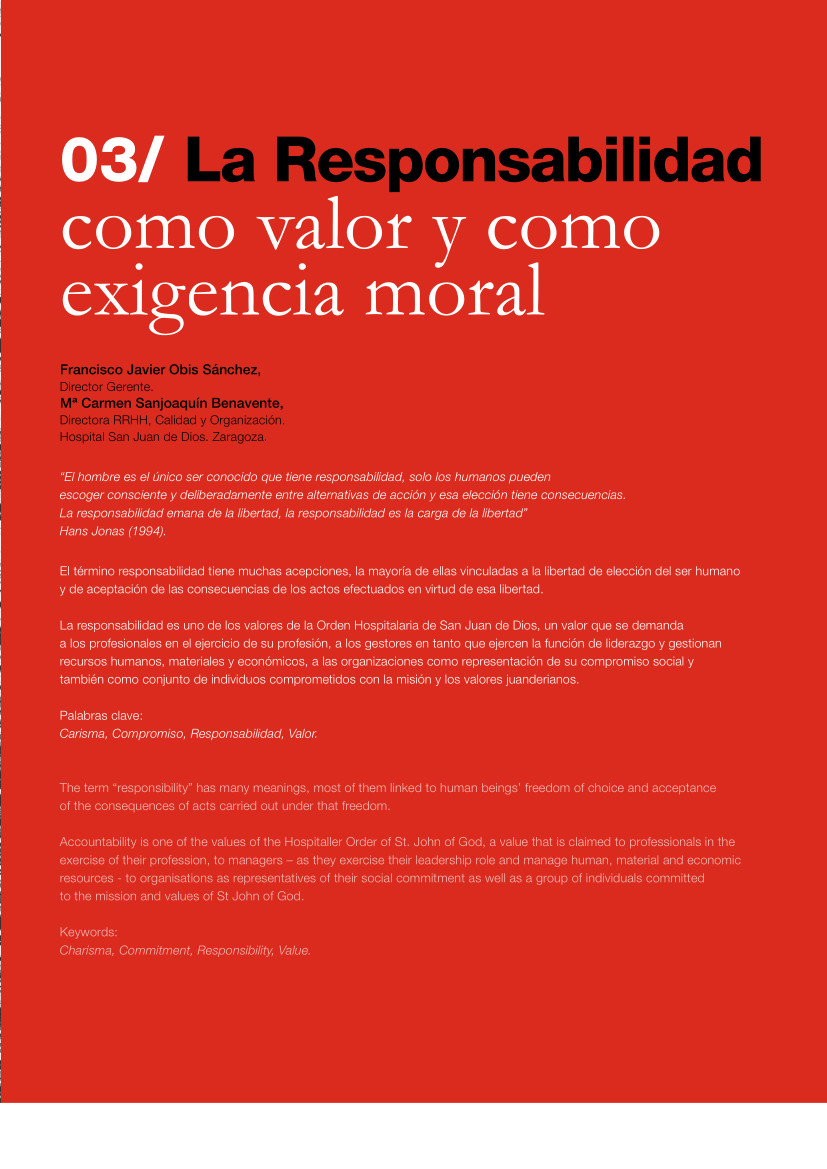 Labor Hospitalaria_2014-3_310_art3 310 | 03 La Responsabilidad como valor y como exigencia moral
