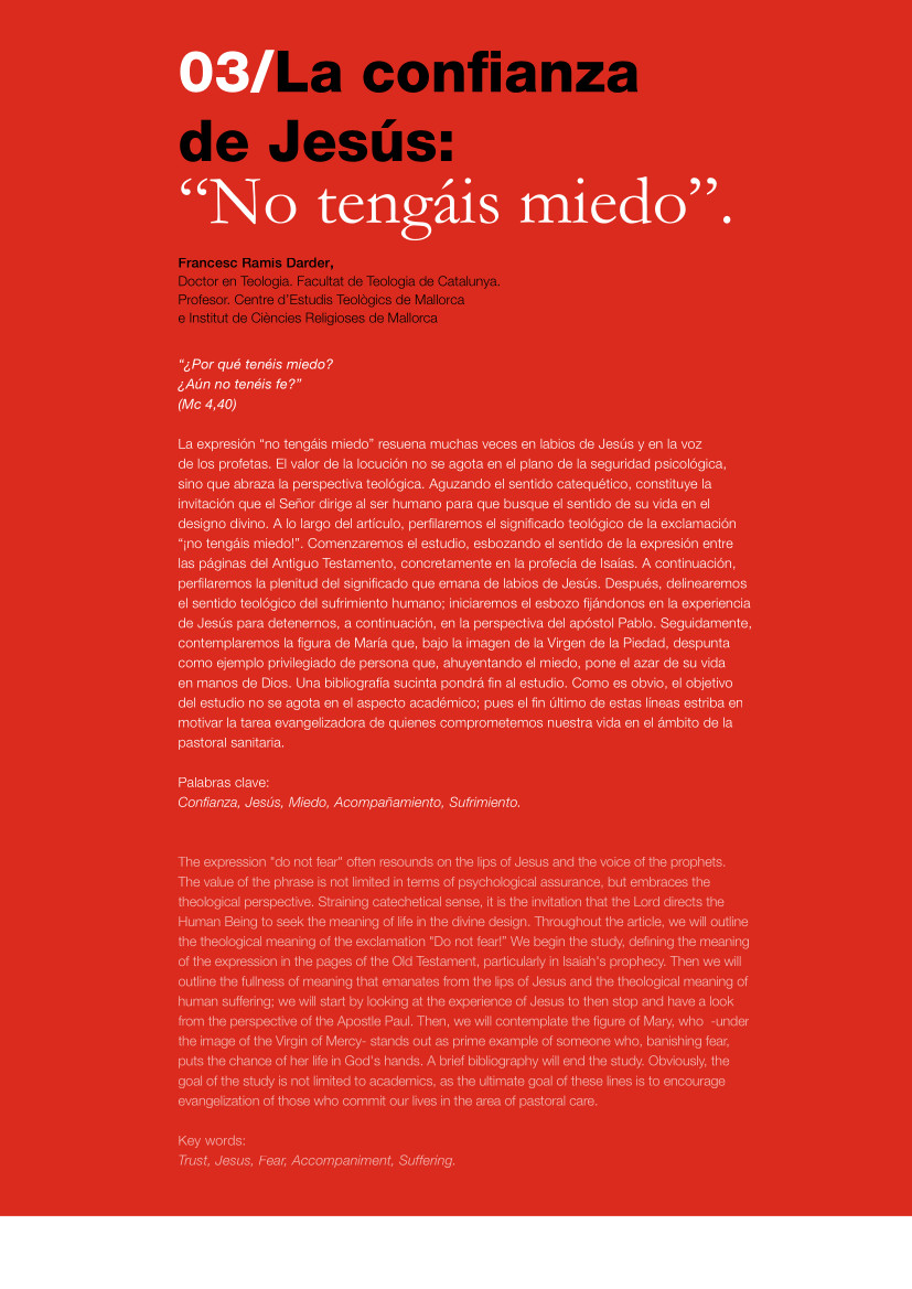 Labor Hospitalaria_2016-1_314_03 314 | 03 La confianza de Jesús: “No tengáis miedo”