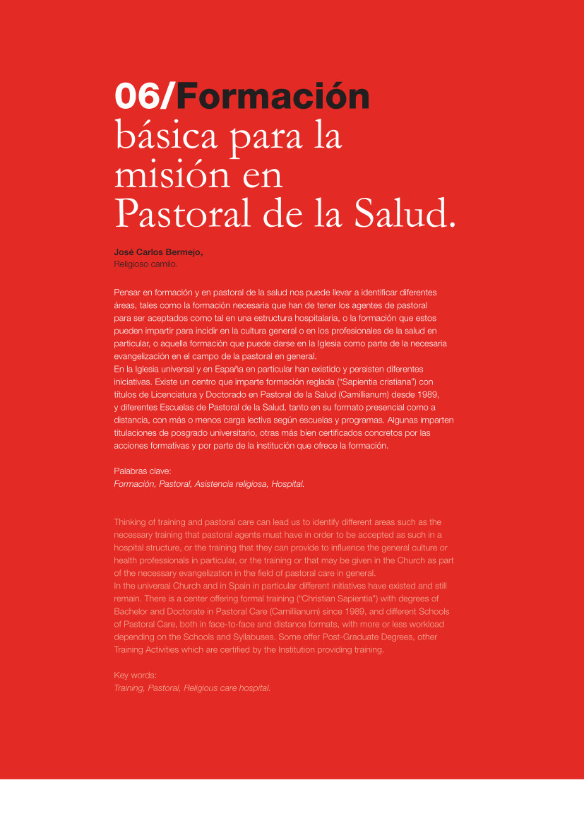 Labor Hospitalaria_2016_3_316_art_06 316 | 06 Formación básica para la misión en Pastoral de la Salud