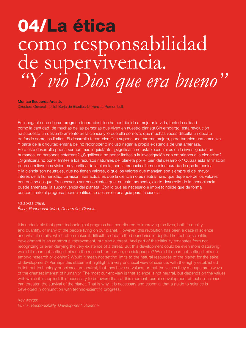 Labor Hospitalaria_2017-1_317_art 4 317 | 04 La ética como responsabilidad de supervivencia. “Y vio Dios que era bueno”