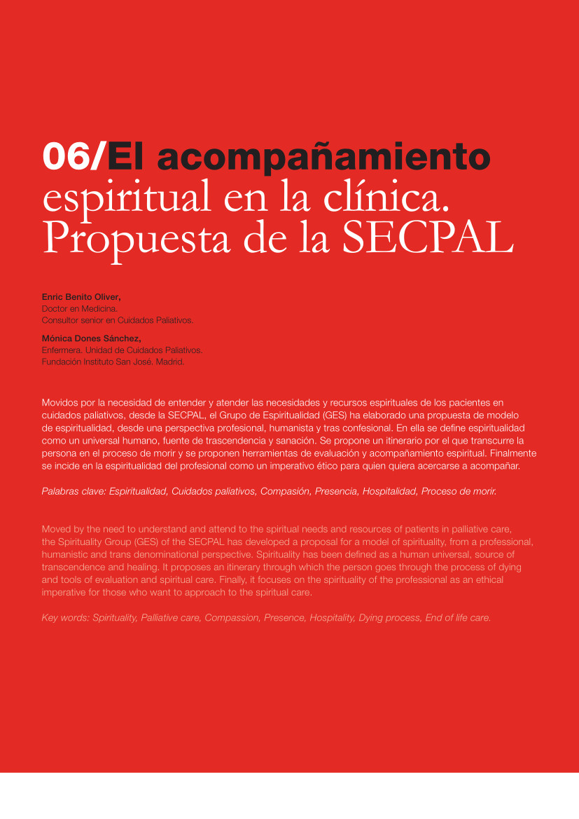 Labor Hospitalaria_2017-2_318_art 6 318 | 06 El acompañamiento espiritual en la clínica. Propuesta de la SECPAL