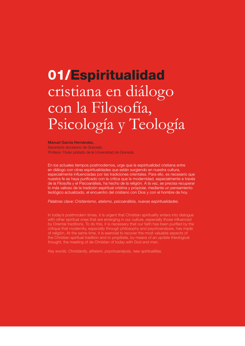 Labor Hospitalaria_2018-3_322_art01 322 | 01 Espiritualidad cristiana en diálogo con la Filosofía, Psicología y Teología