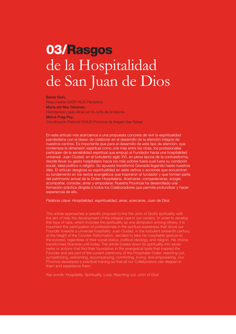 Labor Hospitalaria_2018-3_322_art03 322 | 03 Rasgos de la Hospitalidad de San Juan de Dios
