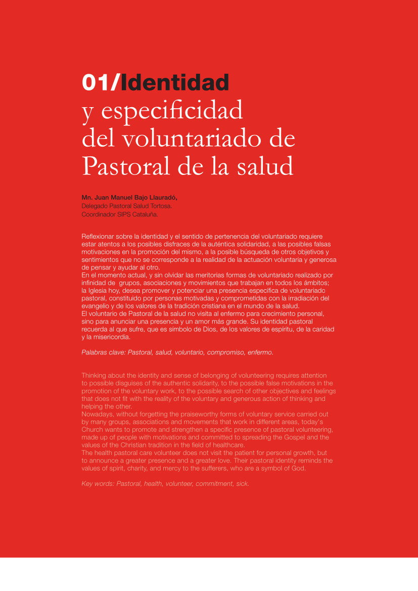 Labor Hospitalaria_2019-1_323_art01 323 | 01 Identidad y especifi cidad del voluntariado de Pastoral de la salud