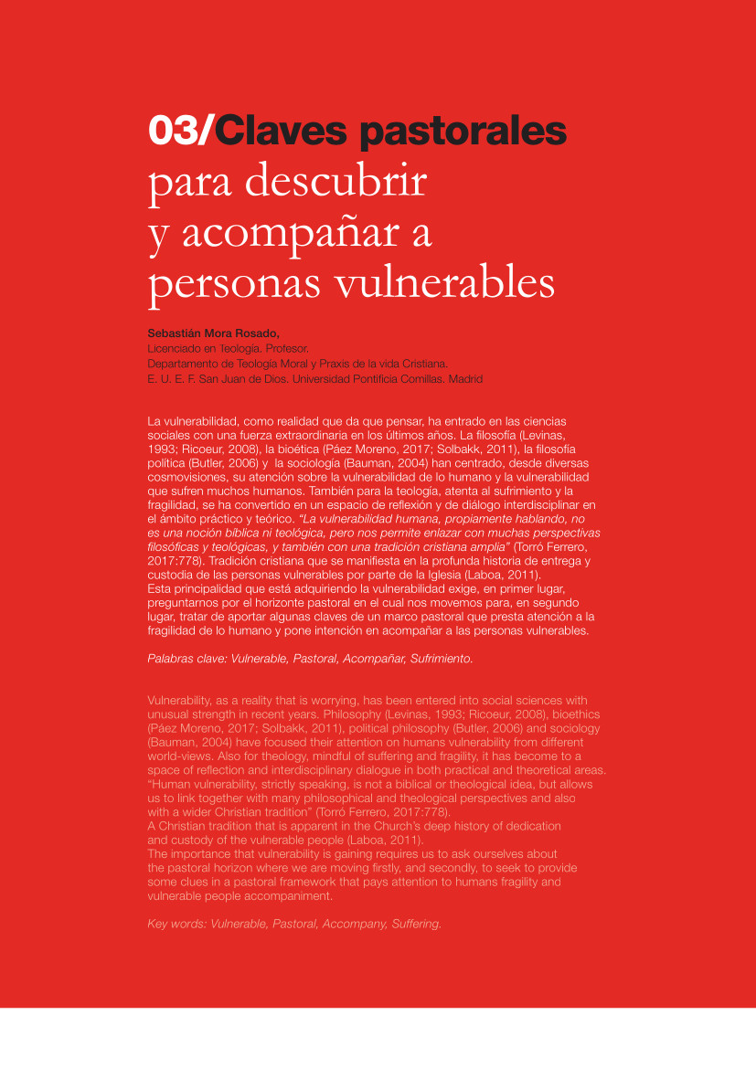 Labor Hospitalaria_2019-3_325_art_03 325 | 03 Claves pastorales para descubrir y acompañar a personas vulnerables