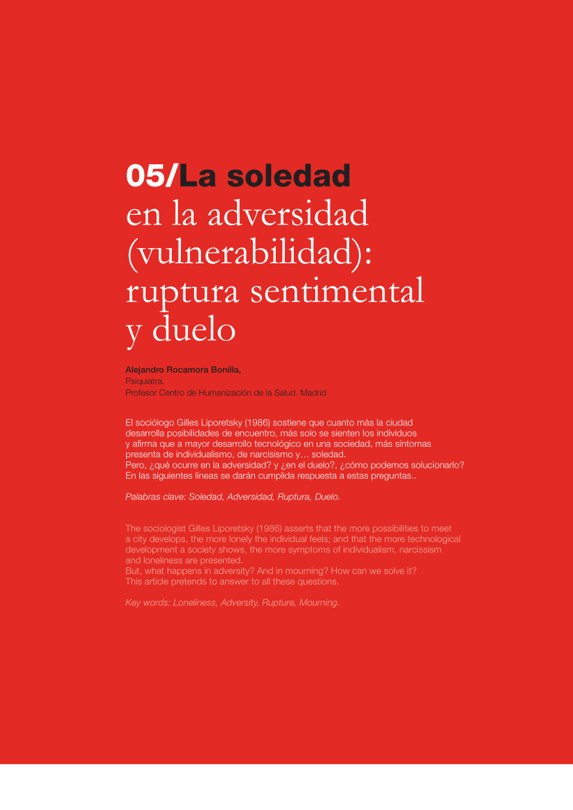 Labor Hospitalaria_2019-3_325_art_05 325 | 05 La soledad en la adversidad (vulnerabilidad): ruptura sentimental y duelo