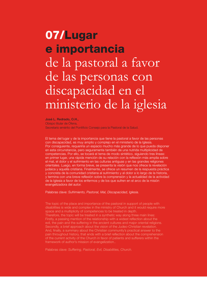 Labor Hospitalaria_2019-3_325_art_07 325 | 07 Lugar e importancia de la pastoral a favor de las personas con discapacidad en el ministerio de la iglesia